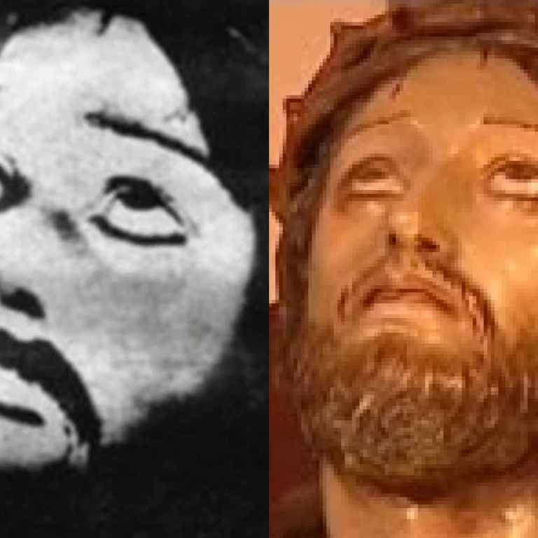 Comparison of the Chronovisor Jesus photo and the Collevalenza crucifix statue