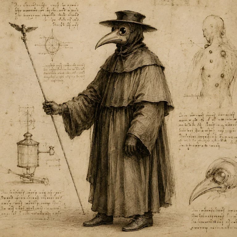 Depiction of a plague doctor