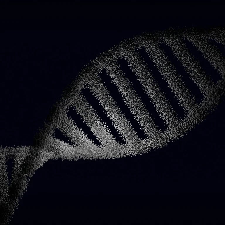 DNA double helix composed of small particles